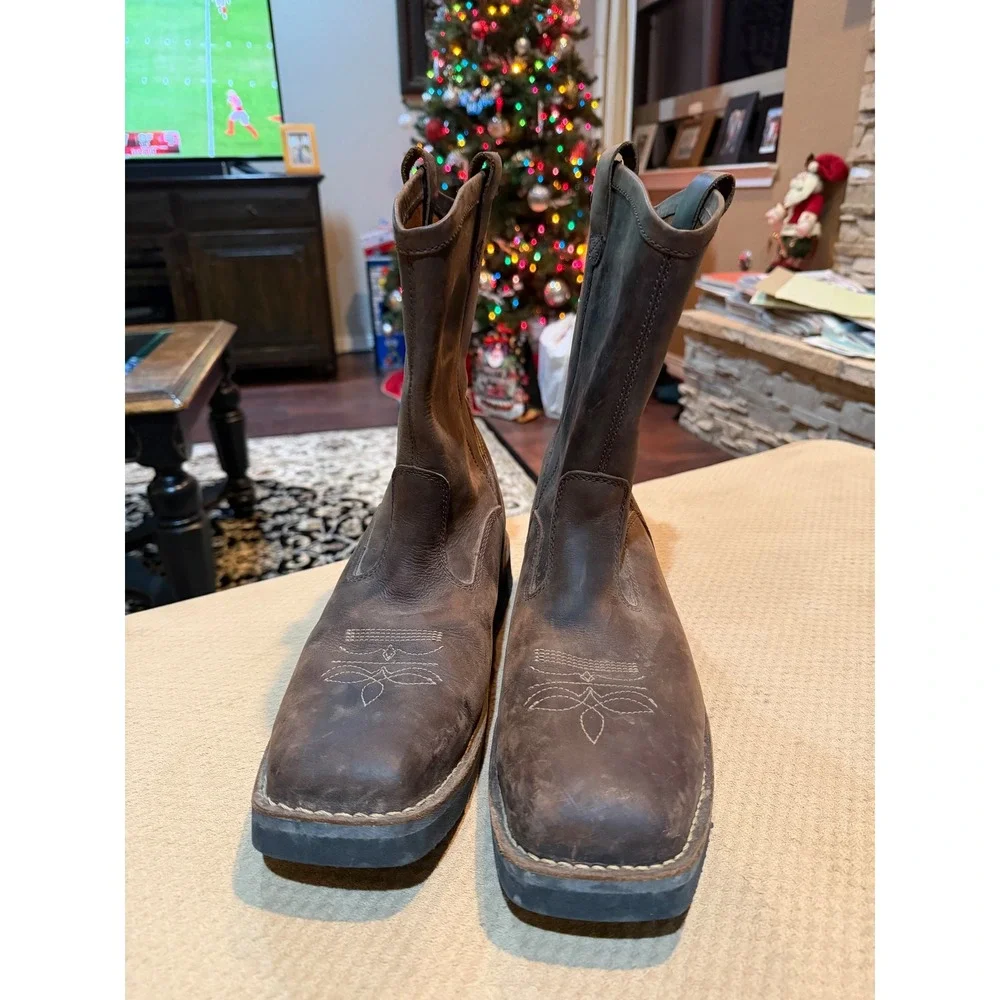 Danner Bull Run Wellington Sq Pt Work‎ Boots Mens Size 13 Brown Leather